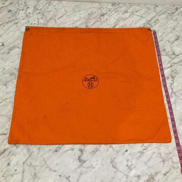 Hermes Classic Orange Large Drawstring Storage Dust Bag Horse Carriage Authentic - Picture 5 of 8